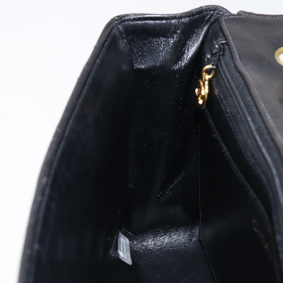 CHANEL Chain Matelasse Shoulder Bag Lamb Skin Black Gold CC Auth 200494SAM