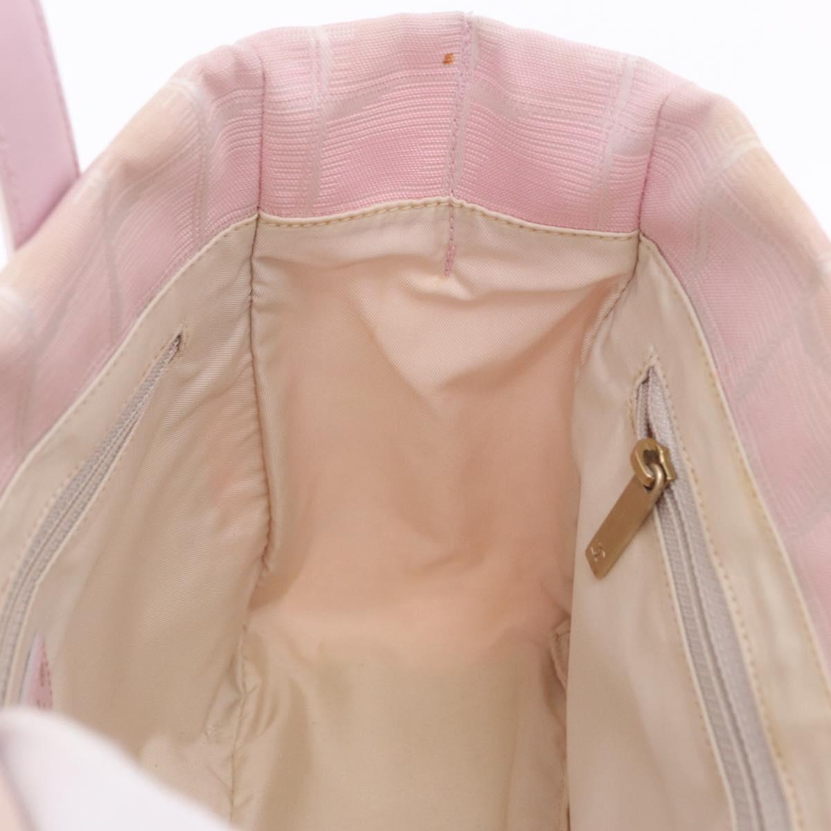 CHANEL New Travel Line Hand Bag Canvas Pink Gold CC Auth 200495