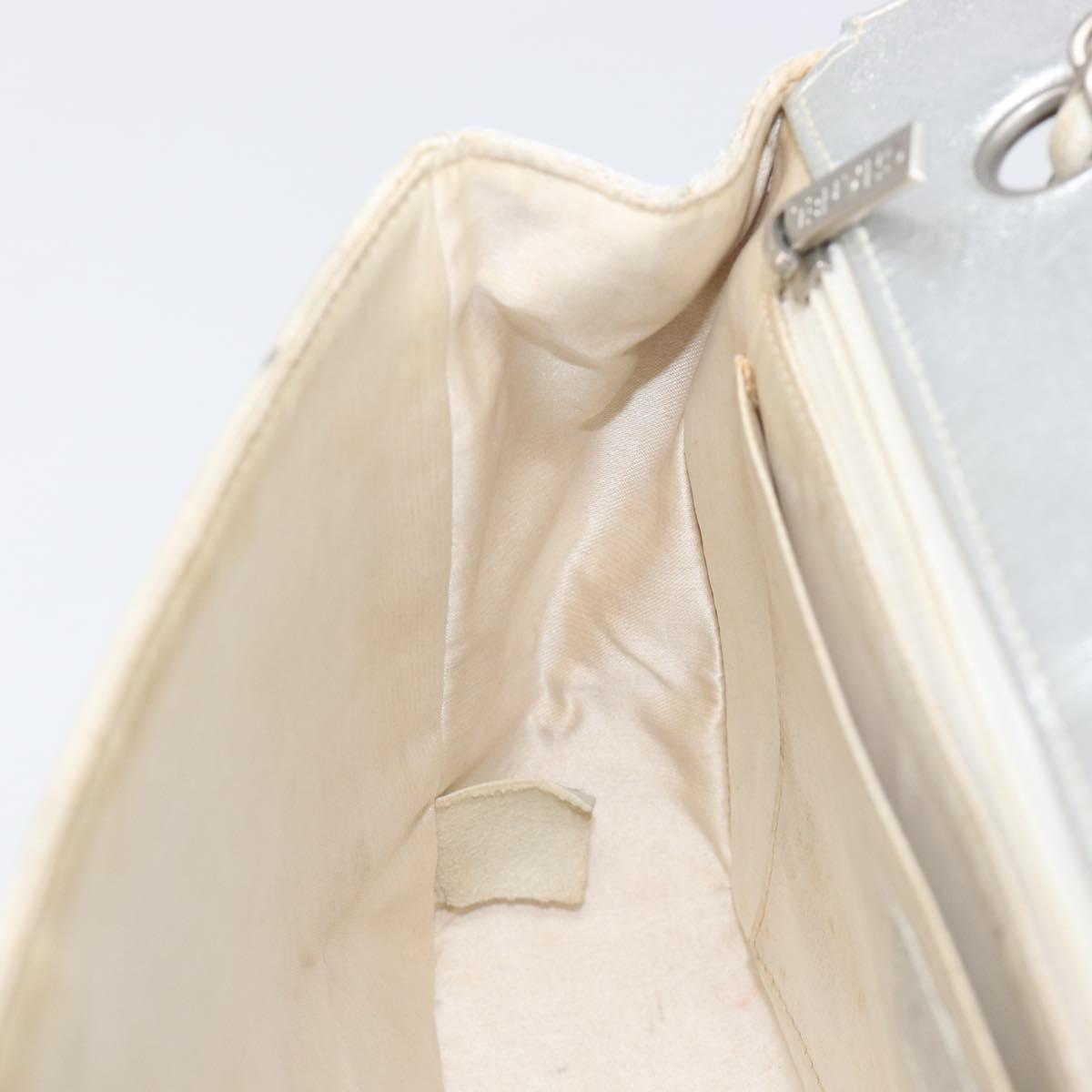 CHANEL Choco Bar Chain Shoulder Bag Nylon Silver CC Auth 200496A