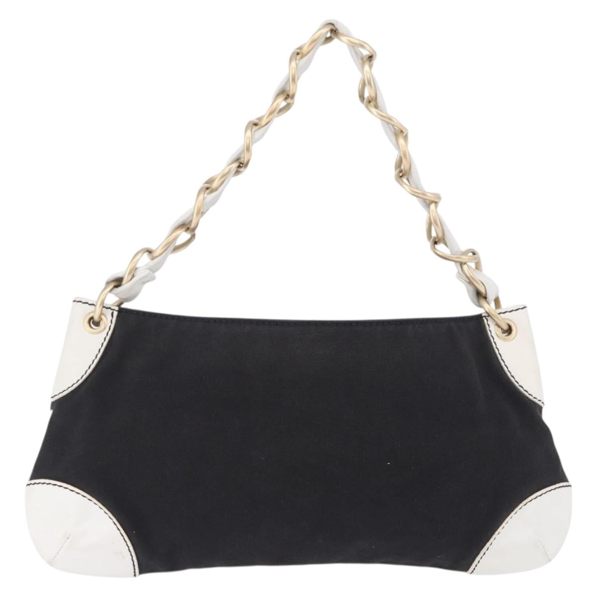 CHANEL Chain Shoulder Bag Canvas Black Gold CC Auth 200497V