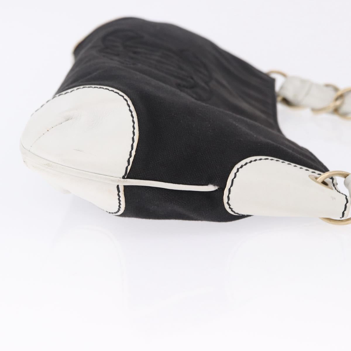CHANEL Chain Shoulder Bag Canvas Black Gold CC Auth 200497V