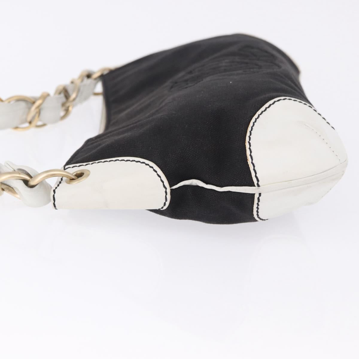 CHANEL Chain Shoulder Bag Canvas Black Gold CC Auth 200497V