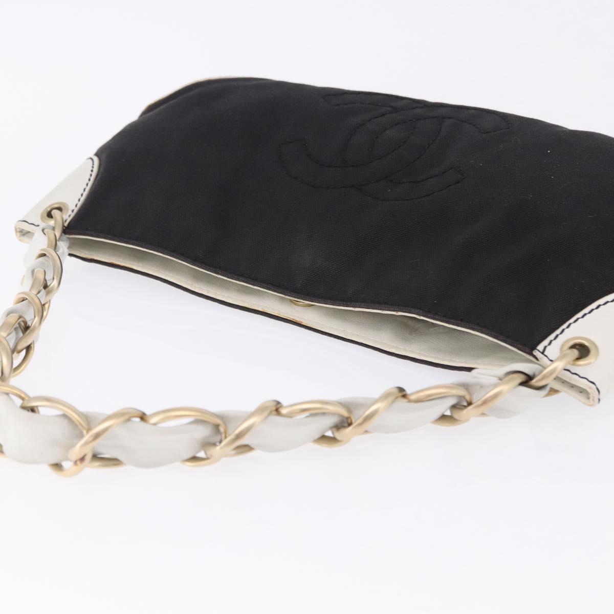 CHANEL Chain Shoulder Bag Canvas Black Gold CC Auth 200497V