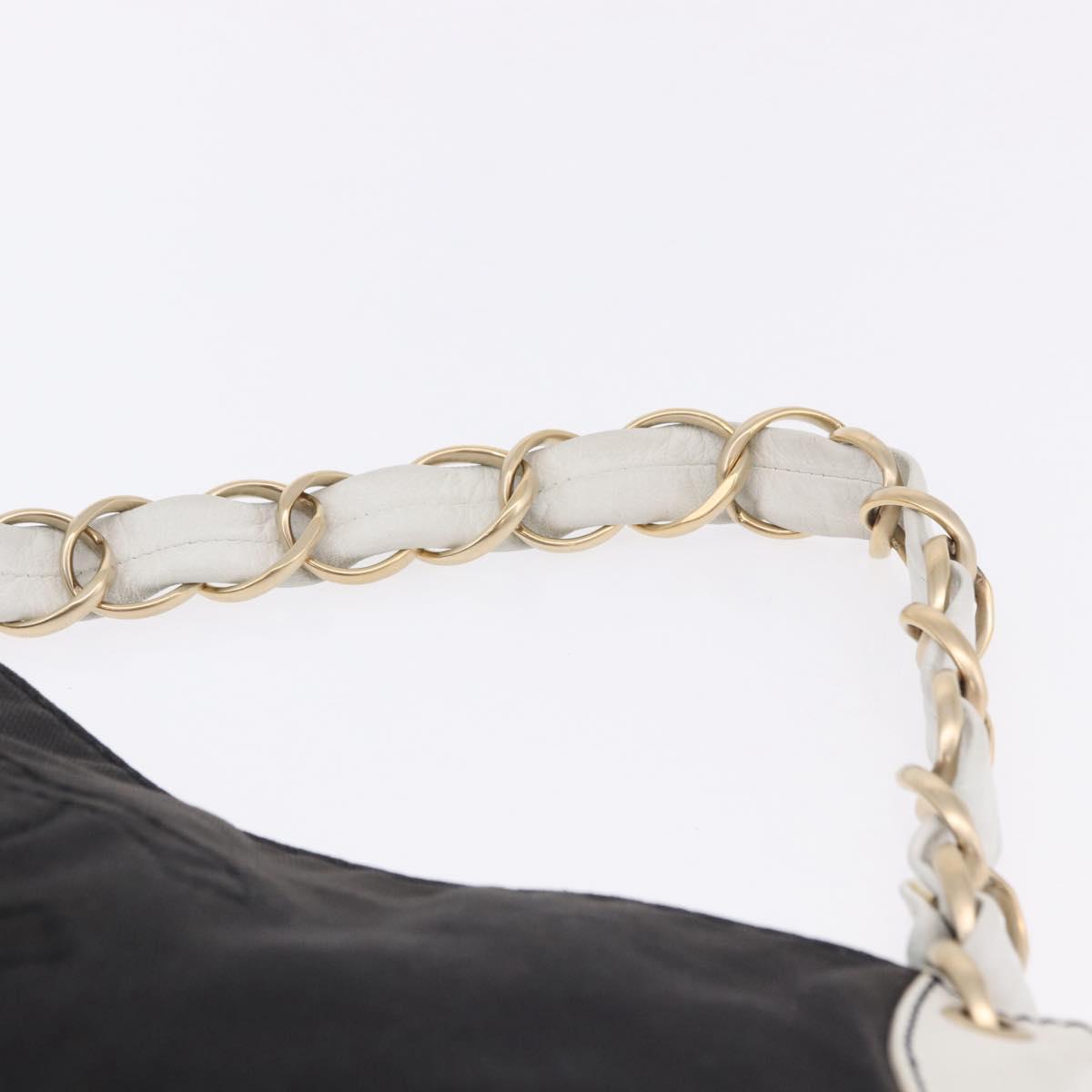 CHANEL Chain Shoulder Bag Canvas Black Gold CC Auth 200497V