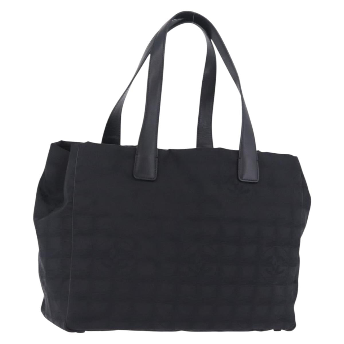 CHANEL New Travel Line Tote Bag Canvas Black CC Auth 200498V