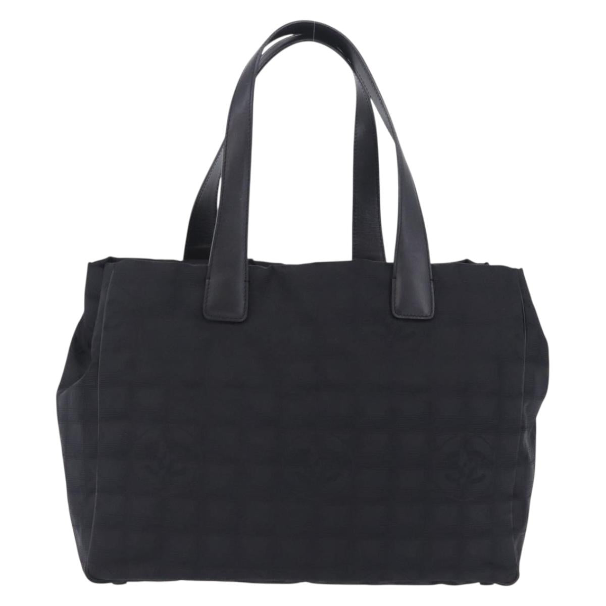 CHANEL New Travel Line Tote Bag Canvas Black CC Auth 200498V