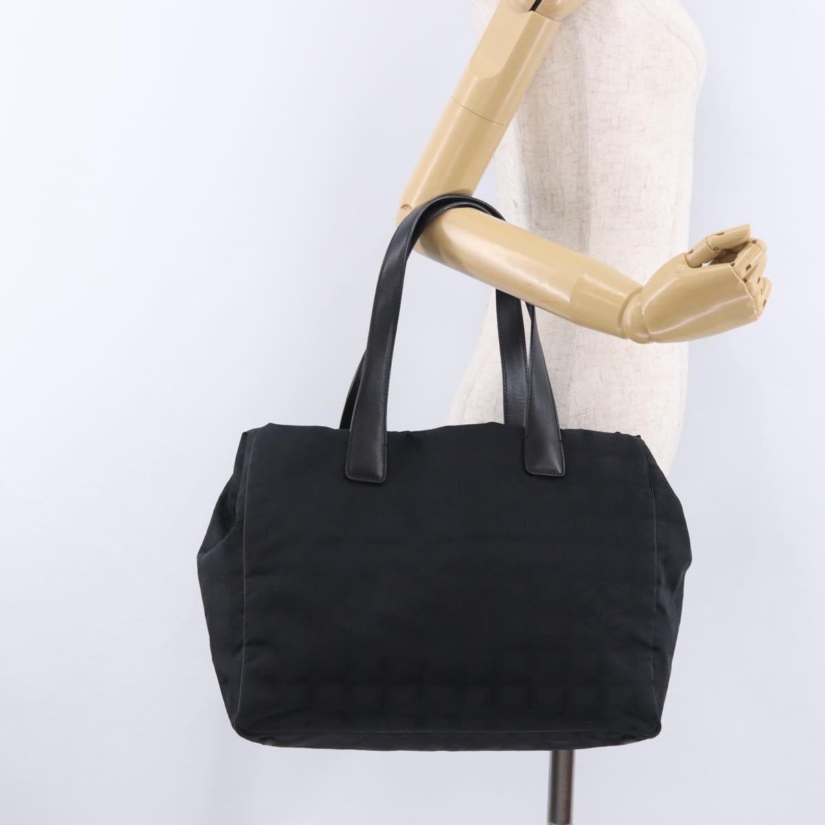CHANEL New Travel Line Tote Bag Canvas Black CC Auth 200498V