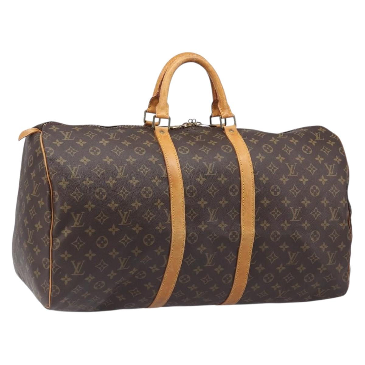 LOUIS VUITTON Monogram Keepall 55 Boston Bag M41424 LV Auth 200507