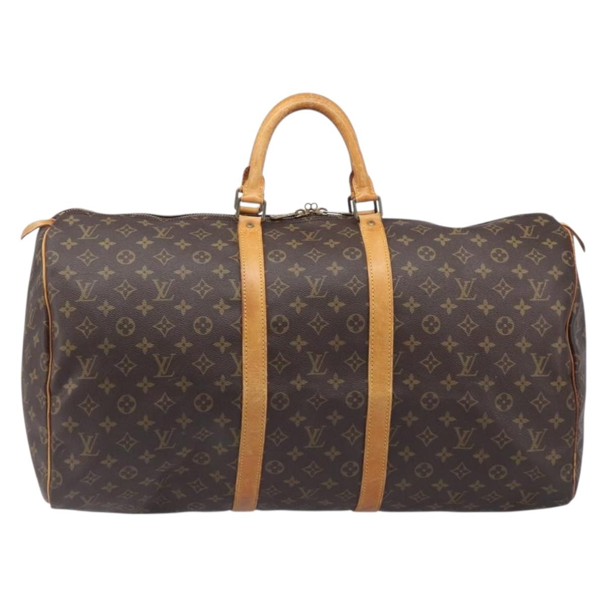 LOUIS VUITTON Monogram Keepall 55 Boston Bag M41424 LV Auth 200507
