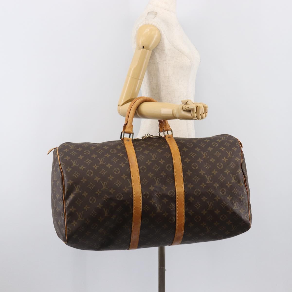 LOUIS VUITTON Monogram Keepall 55 Boston Bag M41424 LV Auth 200507