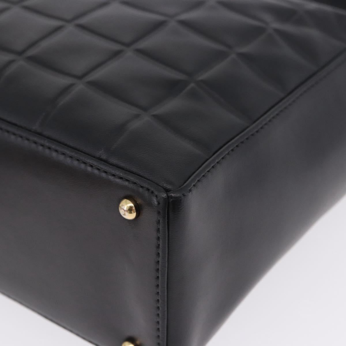 CHANEL Choco Bar Shoulder Bag Lamb Skin Black Gold CC Auth 200511V