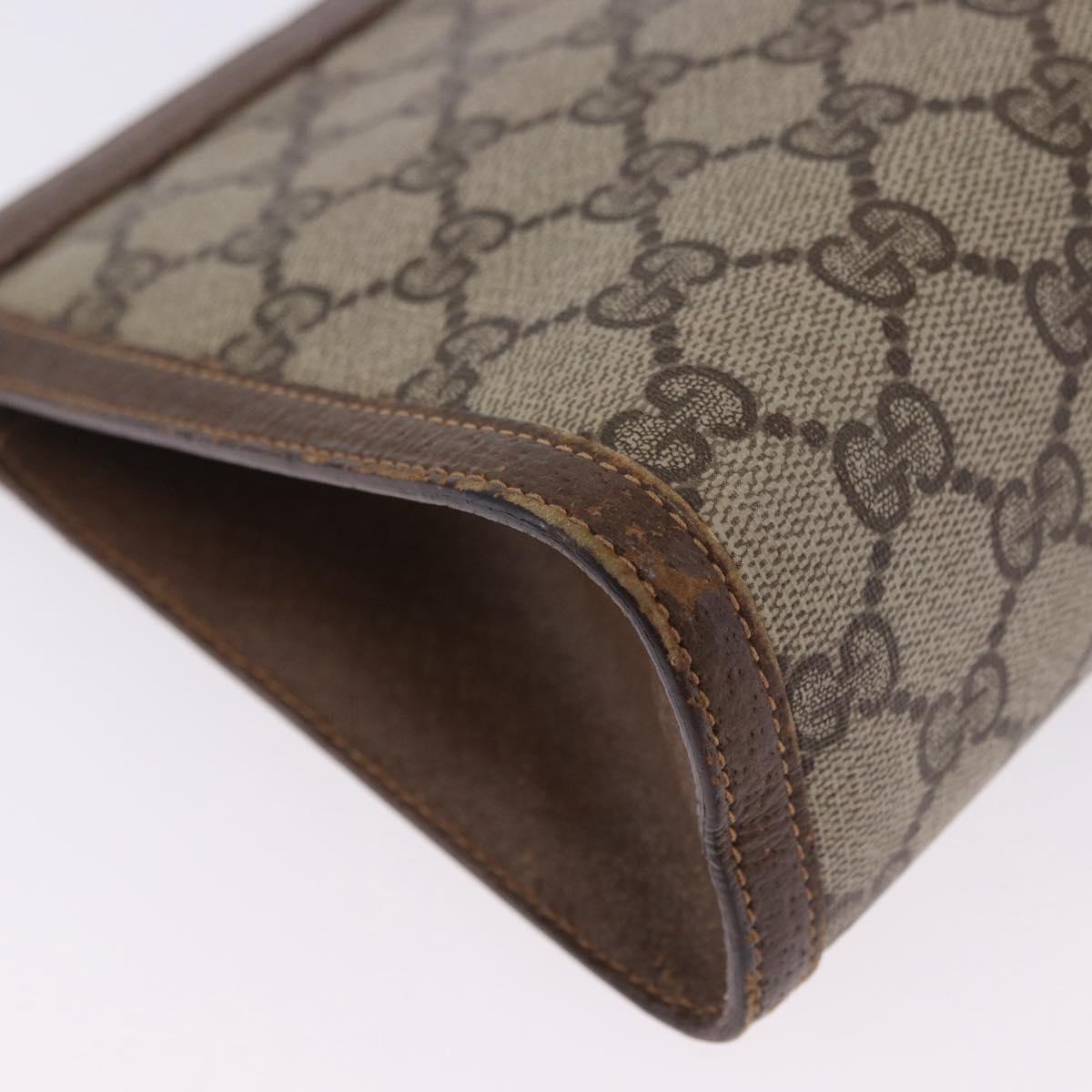 GUCCI GG Supreme Web Sherry Line Clutch Bag PVC Beige Gold 89 01 032 Auth 200512