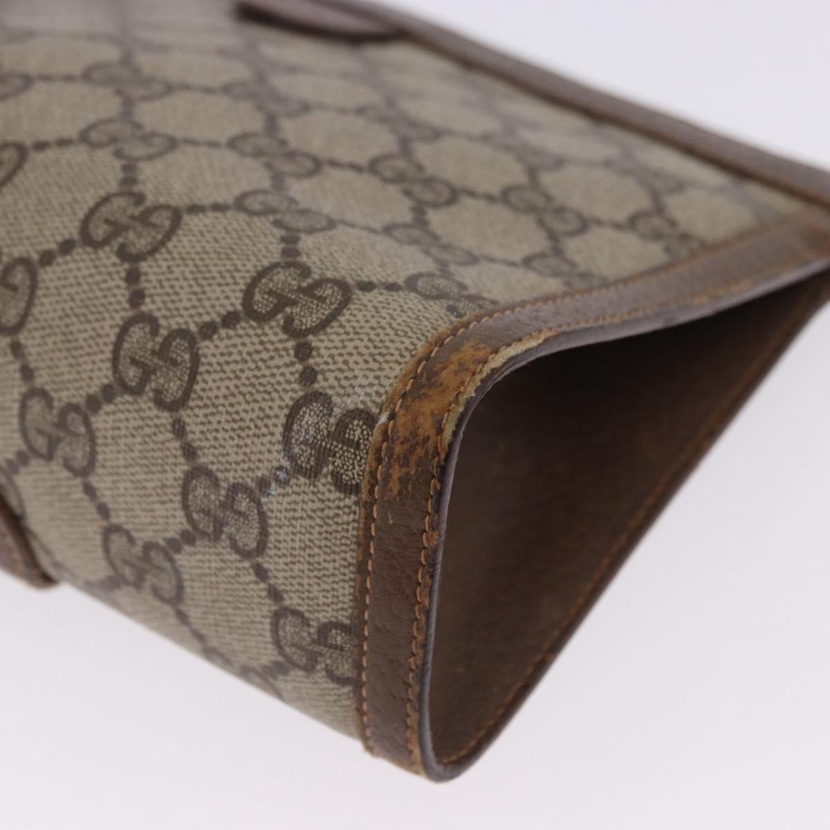 GUCCI GG Supreme Web Sherry Line Clutch Bag PVC Beige Gold 89 01 032 Auth 200512