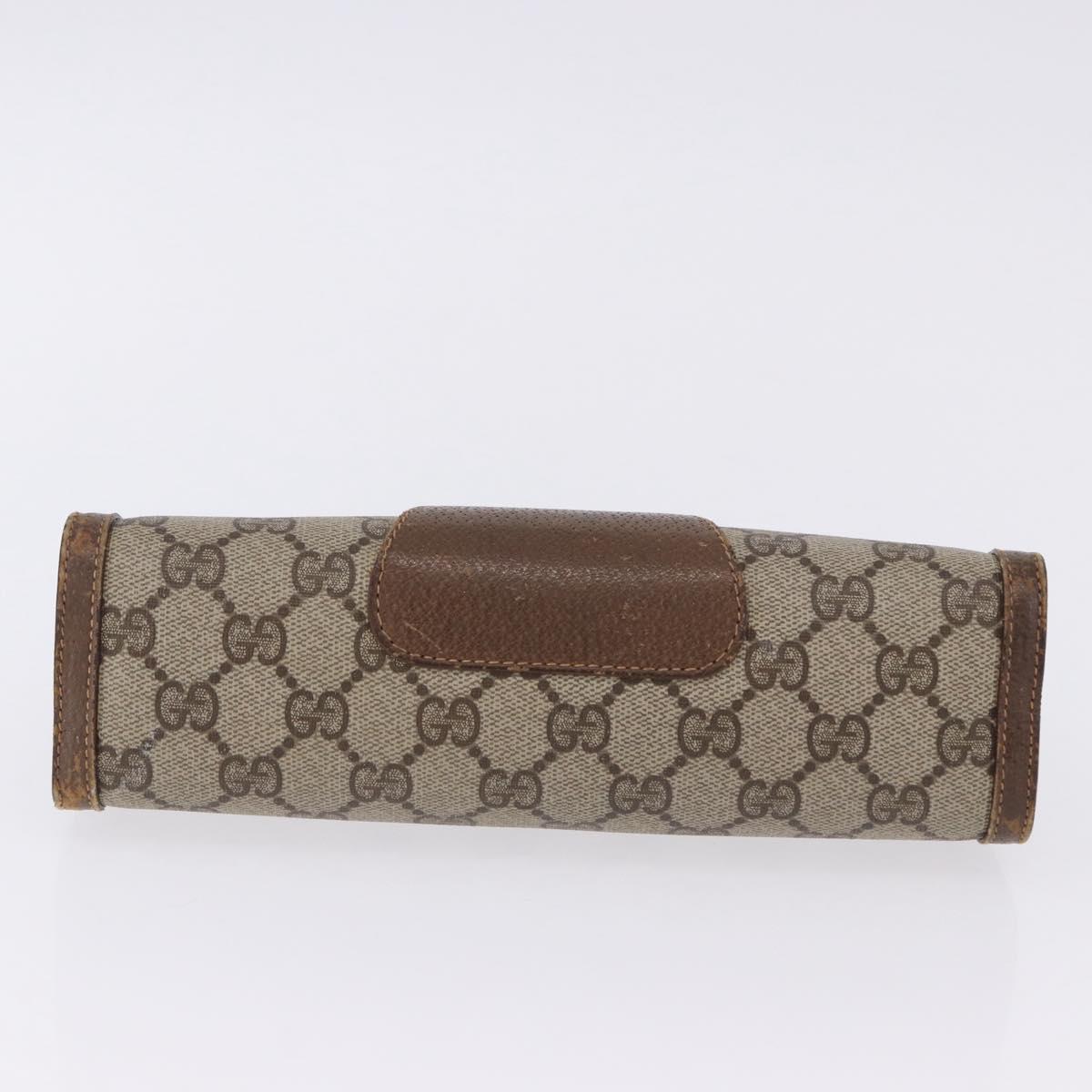 GUCCI GG Supreme Web Sherry Line Clutch Bag PVC Beige Gold 89 01 032 Auth 200512