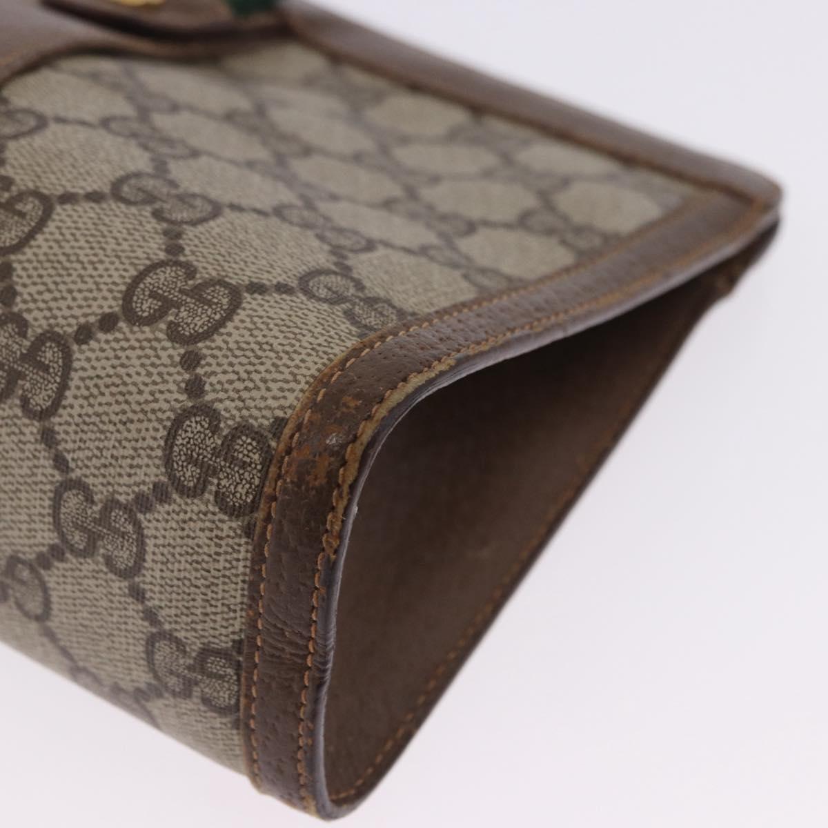 GUCCI GG Supreme Web Sherry Line Clutch Bag PVC Beige Gold 89 01 032 Auth 200512