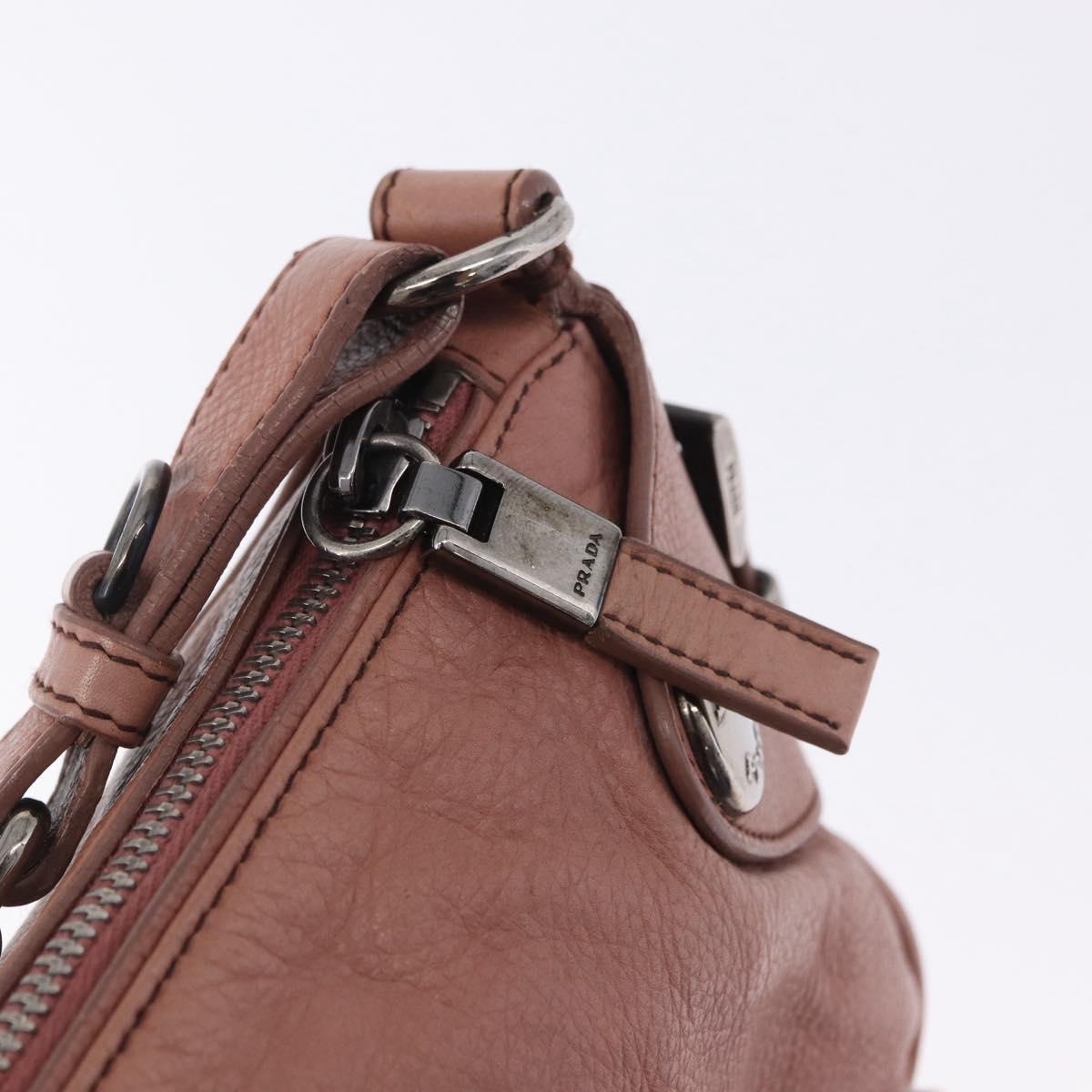 PRADA Shoulder Bag Leather Pink Silver Auth 200523
