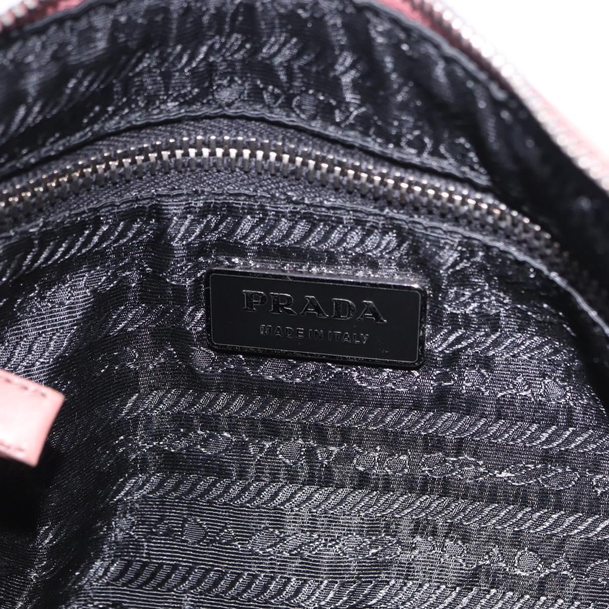 PRADA Shoulder Bag Leather Pink Silver Auth 200523