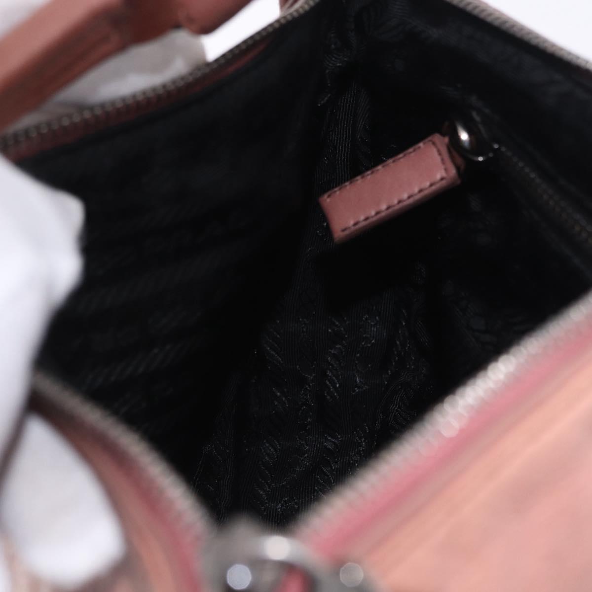 PRADA Shoulder Bag Leather Pink Silver Auth 200523