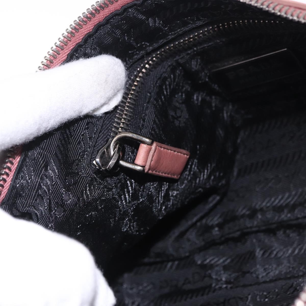 PRADA Shoulder Bag Leather Pink Silver Auth 200523