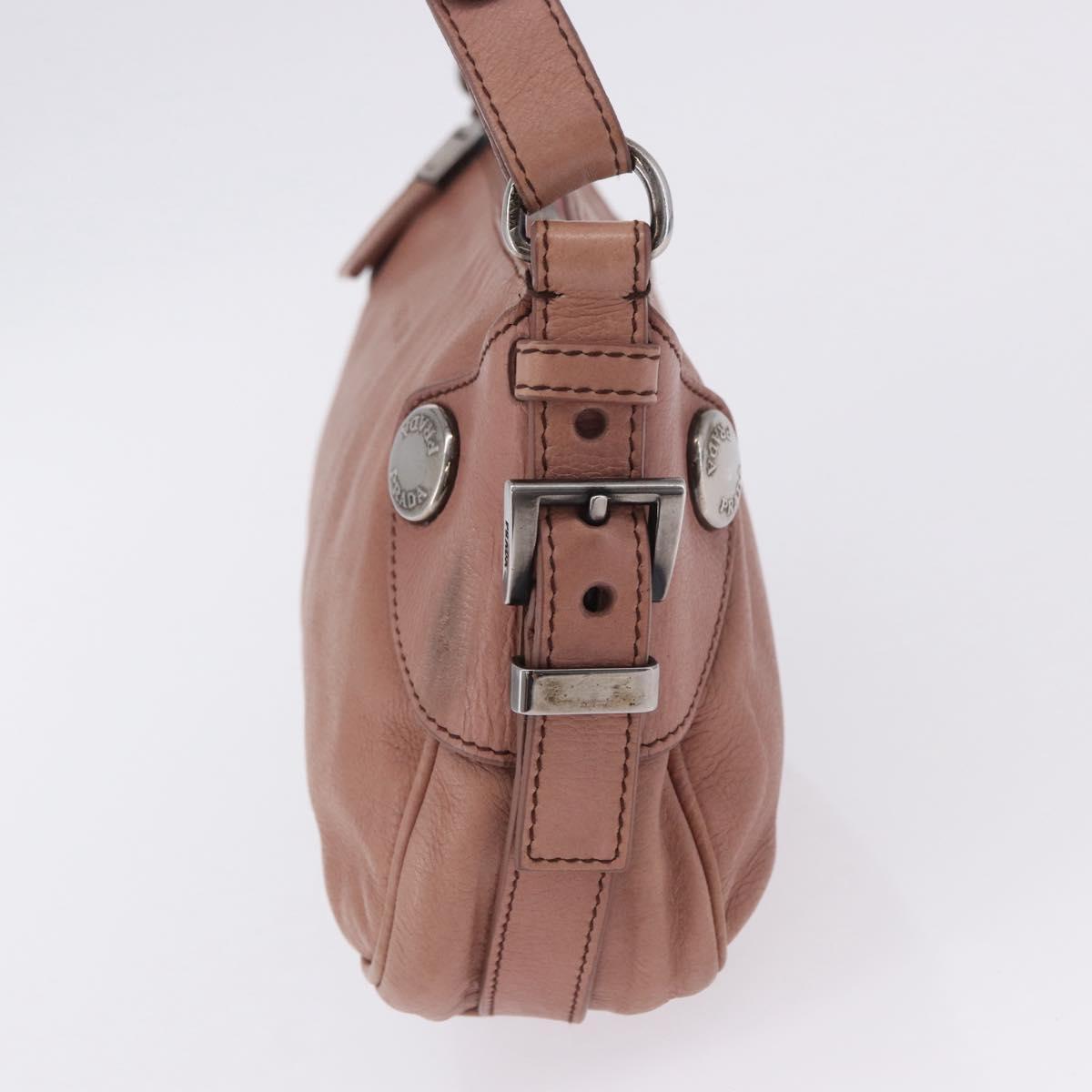 PRADA Shoulder Bag Leather Pink Silver Auth 200523