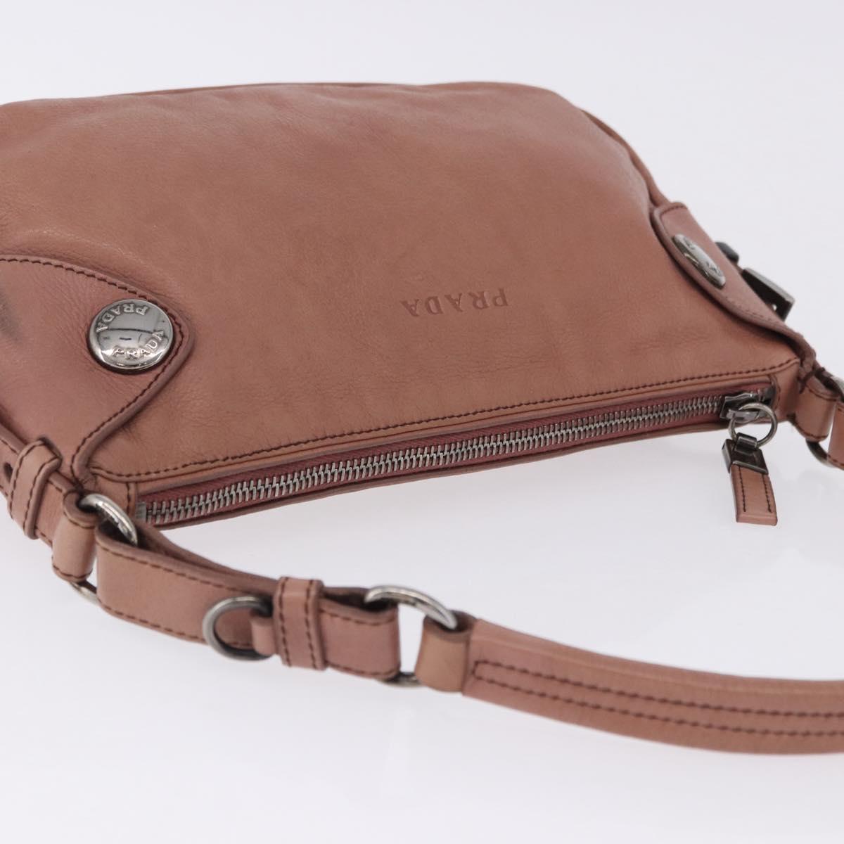 PRADA Shoulder Bag Leather Pink Silver Auth 200523