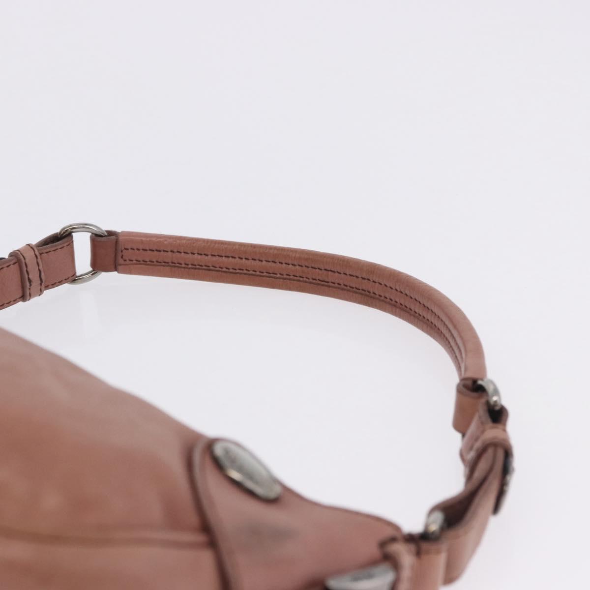 PRADA Shoulder Bag Leather Pink Silver Auth 200523