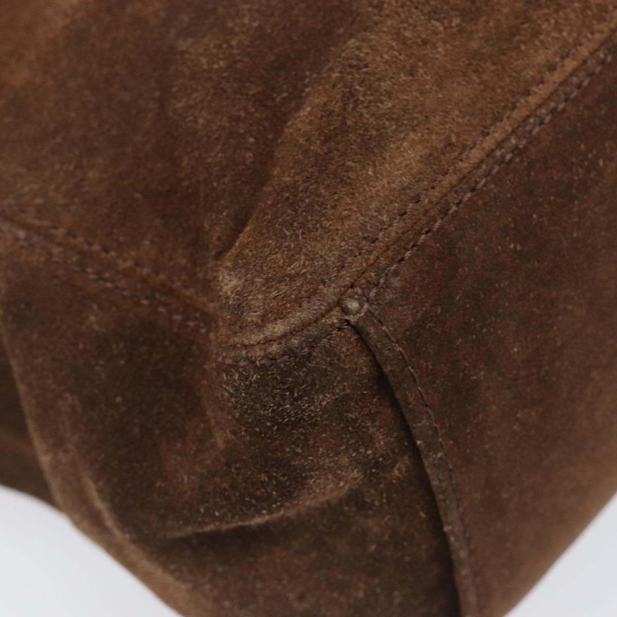 CHANEL Chain Tote Bag Suede Brown CC Auth 200525