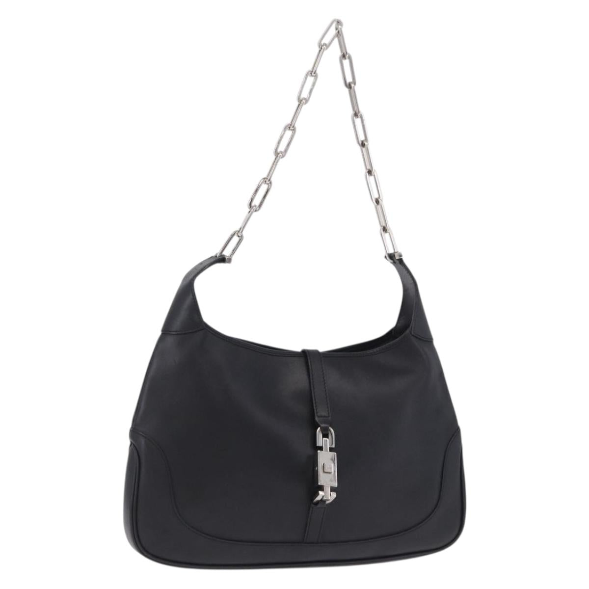 GUCCI Jackie Chain Shoulder Bag Leather Black Silver 001 4015 Auth 200526V