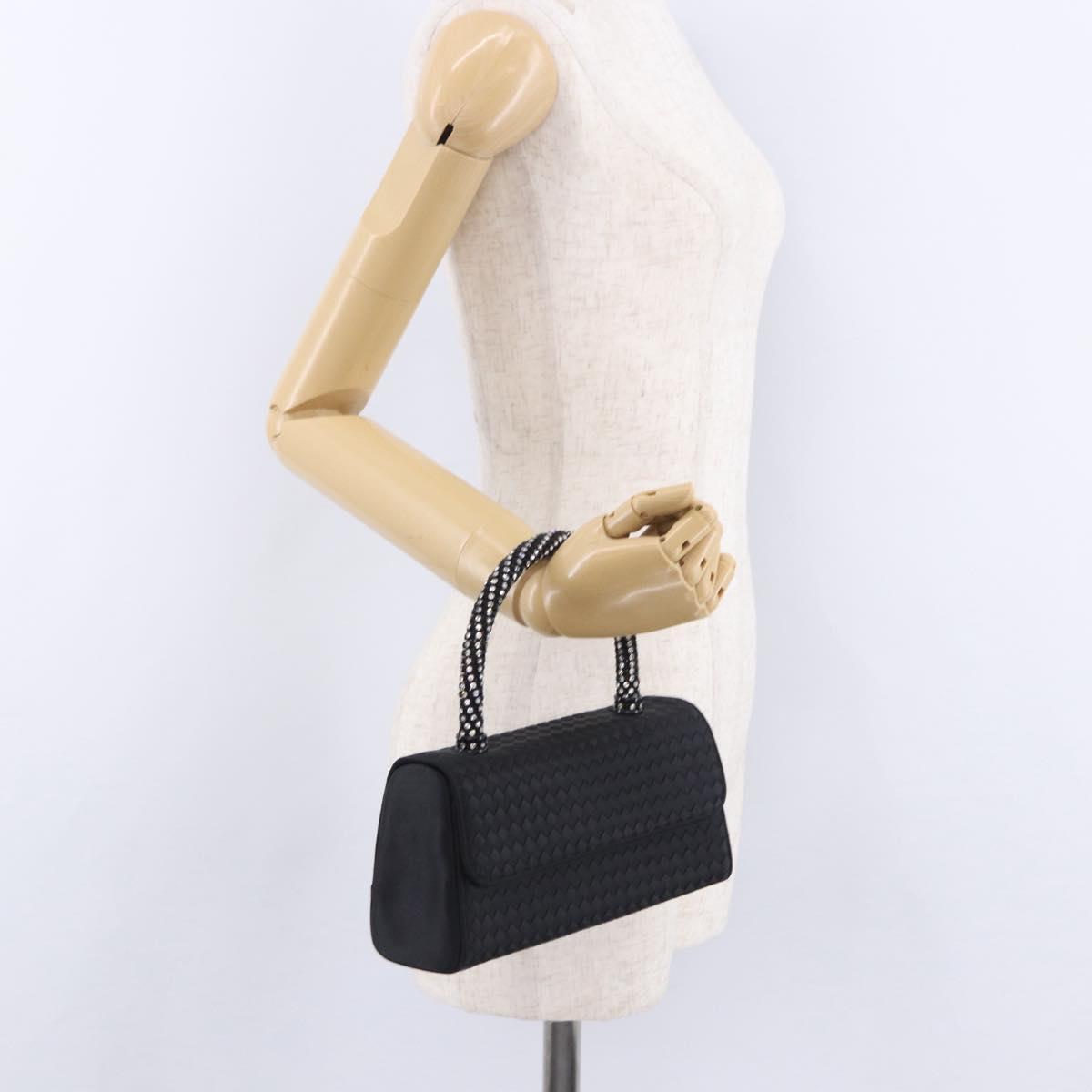 BOTTEGA VENETA INTRECCIATO Hand Bag Nylon Black Silver Auth 200527M