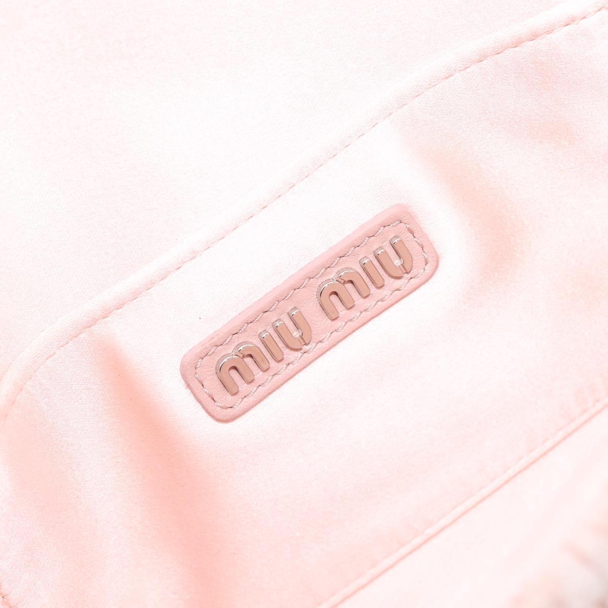 Miu Miu Matelasse Bijoux Chain Shoulder Bag Satin Pink Silver Auth 200528V