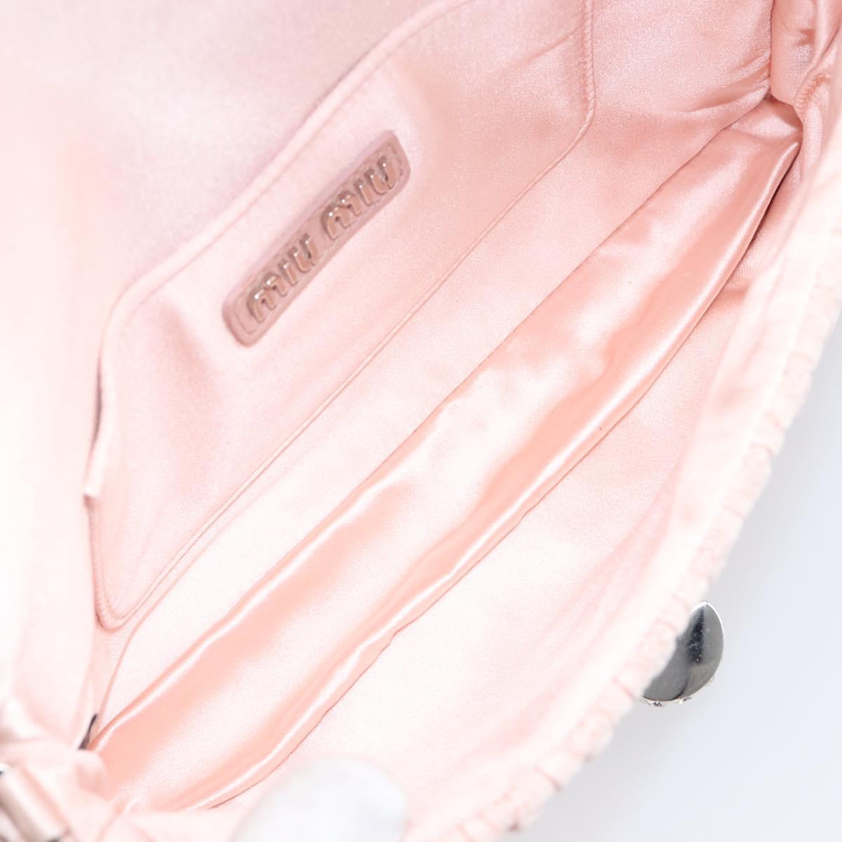 Miu Miu Matelasse Bijoux Chain Shoulder Bag Satin Pink Silver Auth 200528V