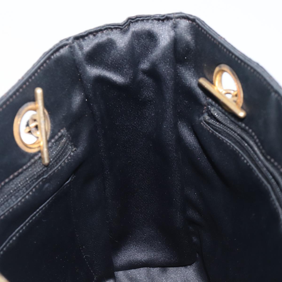 CHANEL Matelasse Chain Shoulder Bag Satin Black Gold CC Auth 200529V