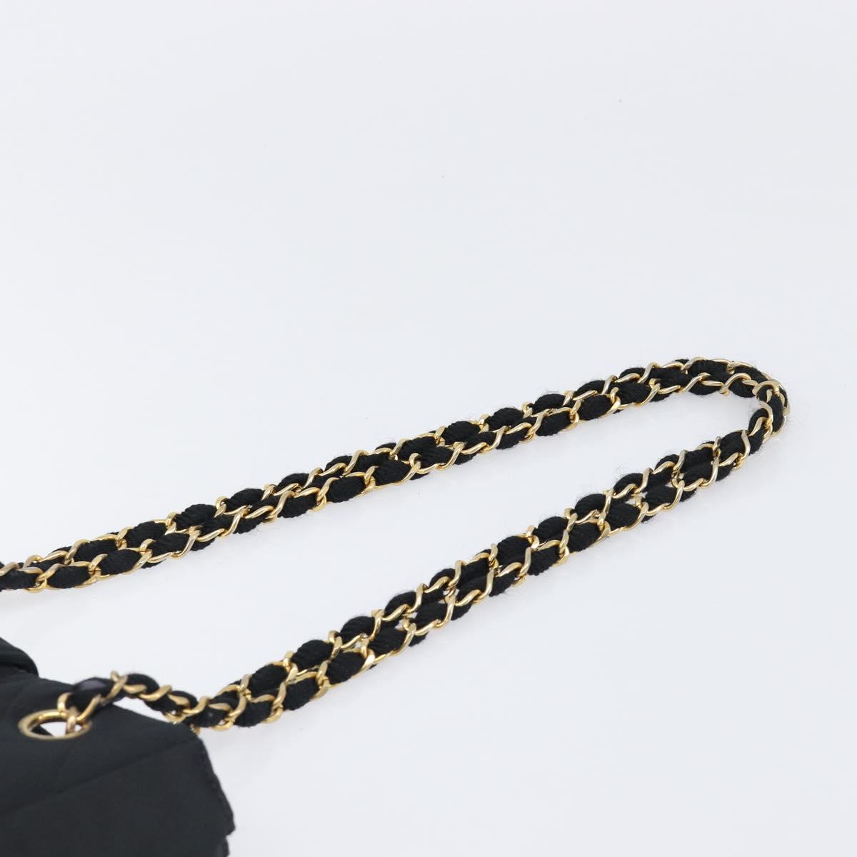 CHANEL Matelasse Chain Shoulder Bag Satin Black Gold CC Auth 200529V