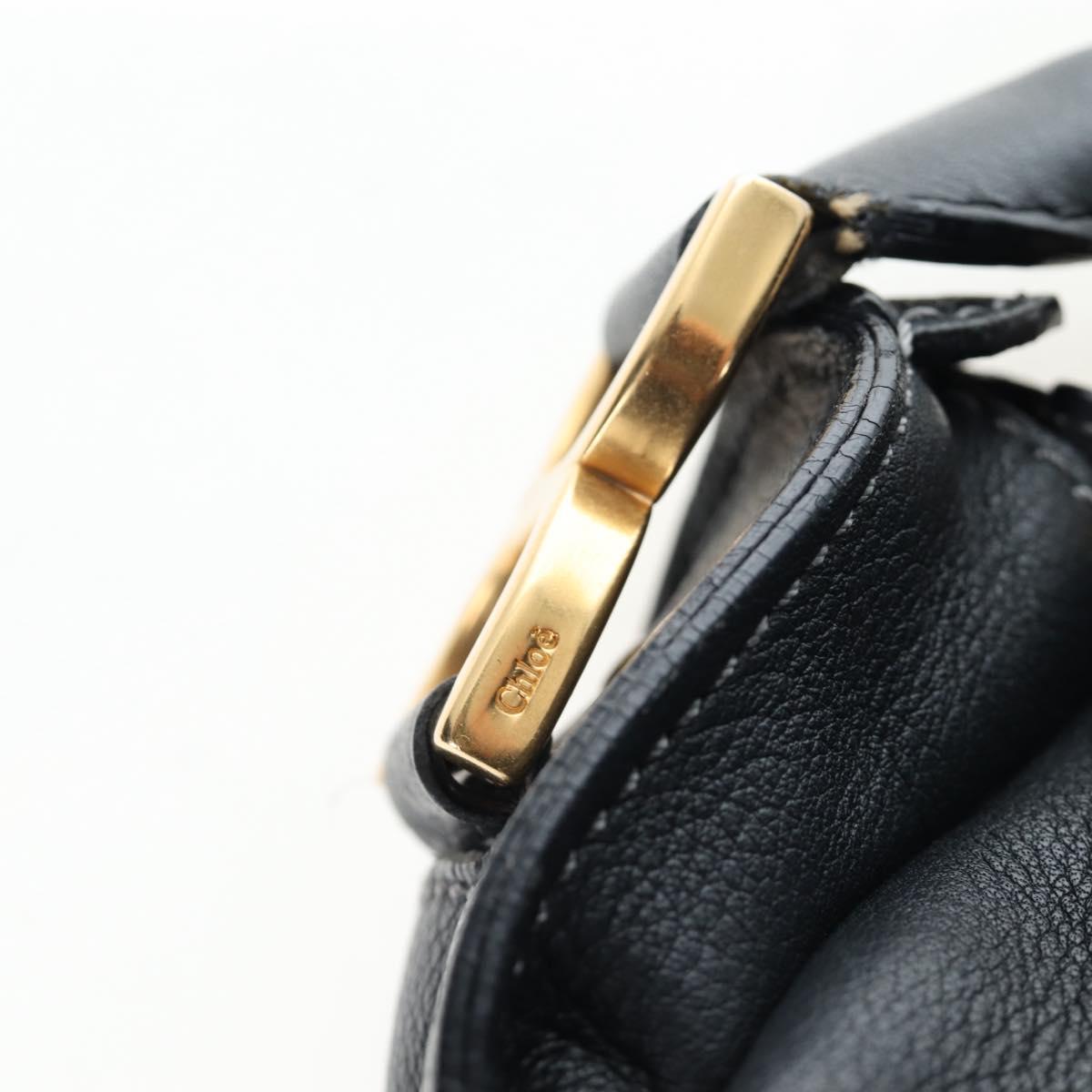 Chloe Marcie Shoulder Bag Leather Black Gold Auth 200530V