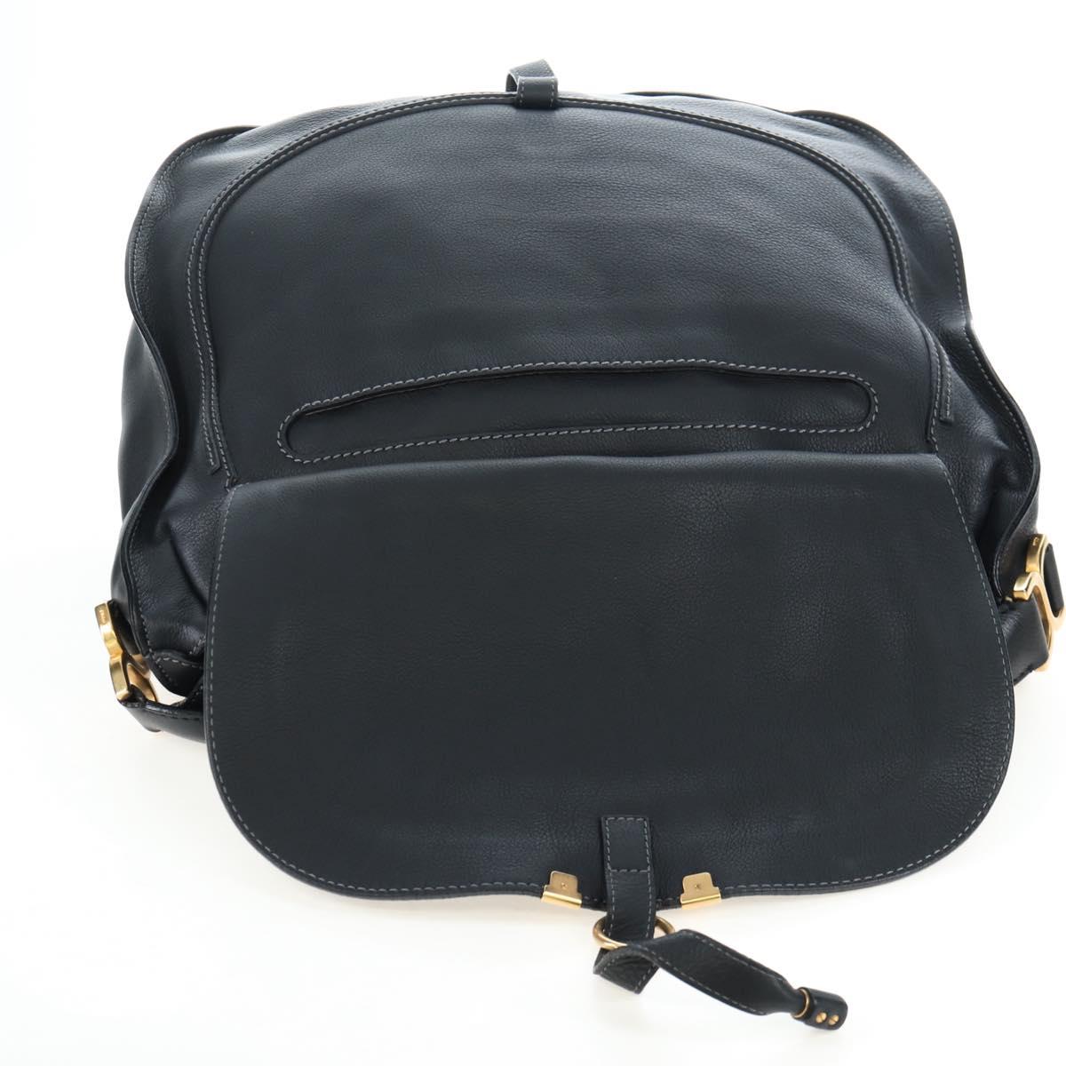 Chloe Marcie Shoulder Bag Leather Black Gold Auth 200530V