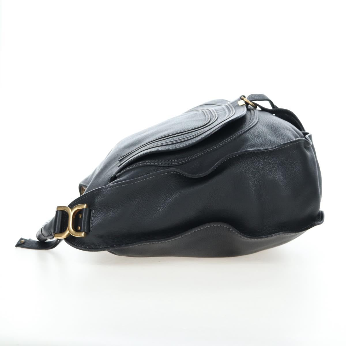Chloe Marcie Shoulder Bag Leather Black Gold Auth 200530V