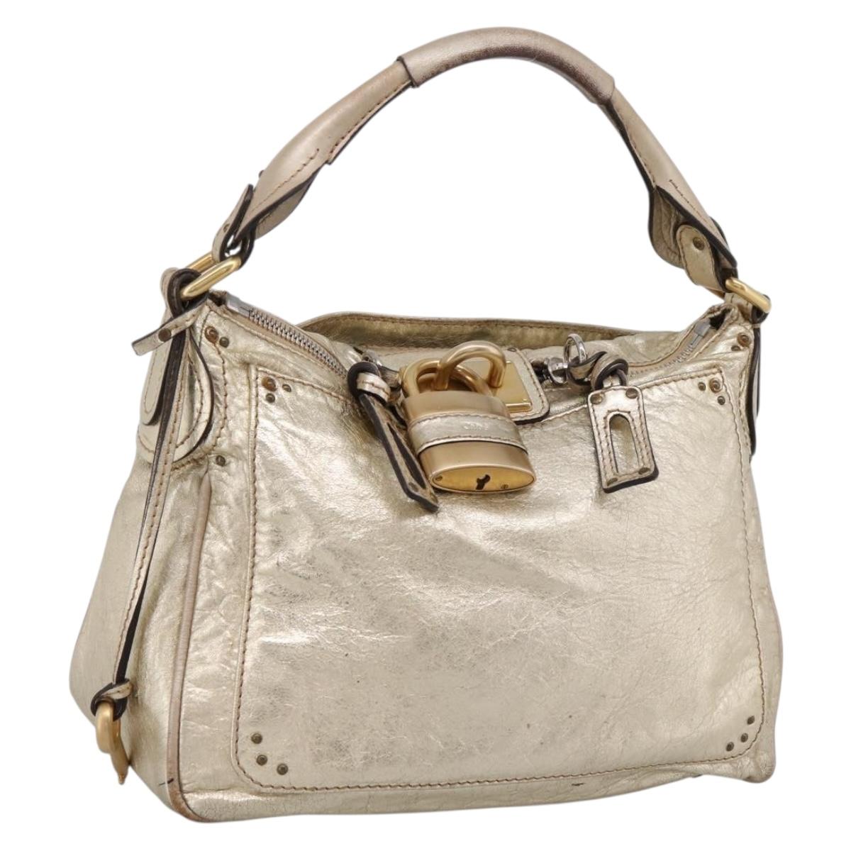 Chloe Paddington Shoulder Bag Leather Gold Auth 200531