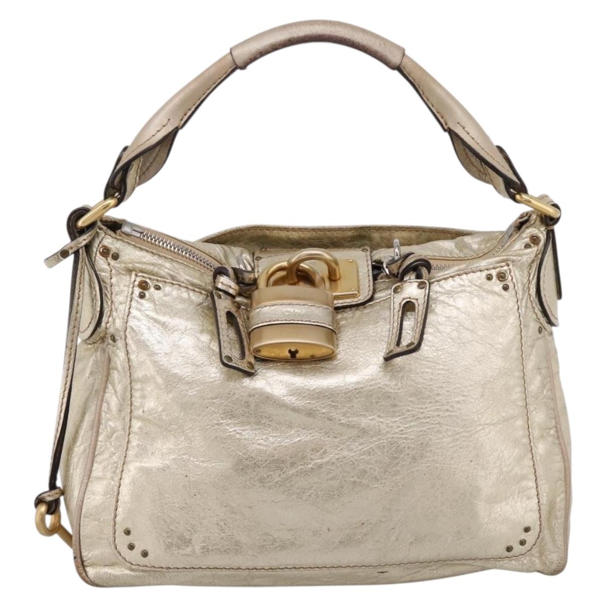 Chloe Paddington Shoulder Bag Leather Gold Auth 200531