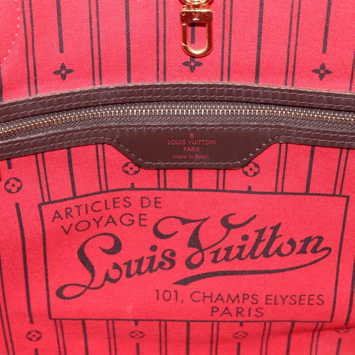 LOUIS VUITTON Damier Ebene Neverfull MM Tote Bag N51105 LV Auth 200534A