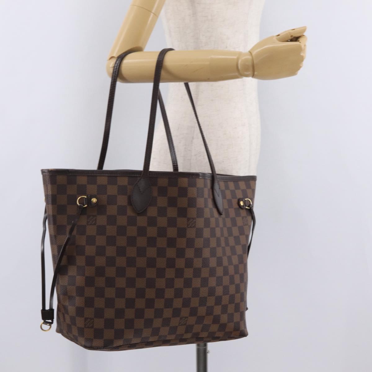 LOUIS VUITTON Damier Ebene Neverfull MM Tote Bag N51105 LV Auth 200534A