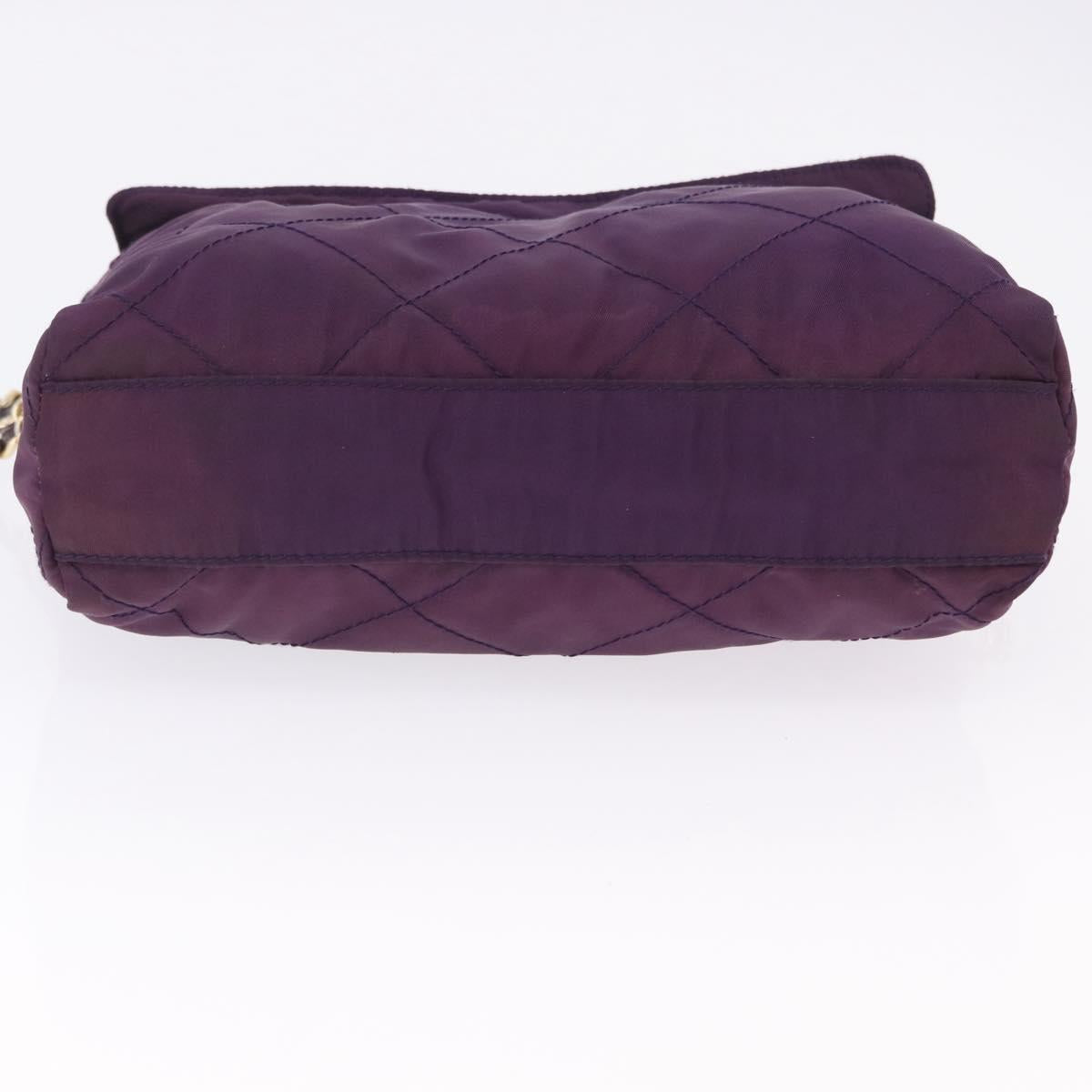 PRADA Chain Shoulder Bag Nylon Purple Gold Auth 200535