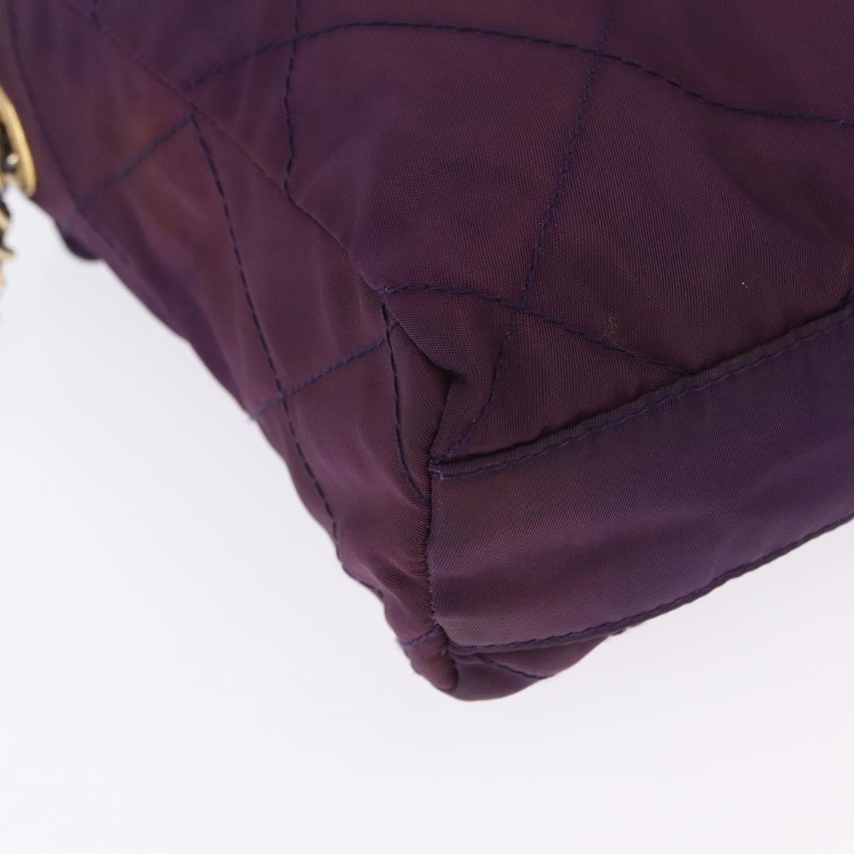 PRADA Chain Shoulder Bag Nylon Purple Gold Auth 200535