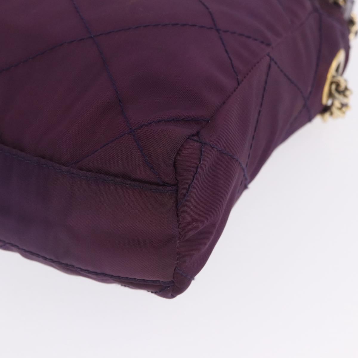 PRADA Chain Shoulder Bag Nylon Purple Gold Auth 200535