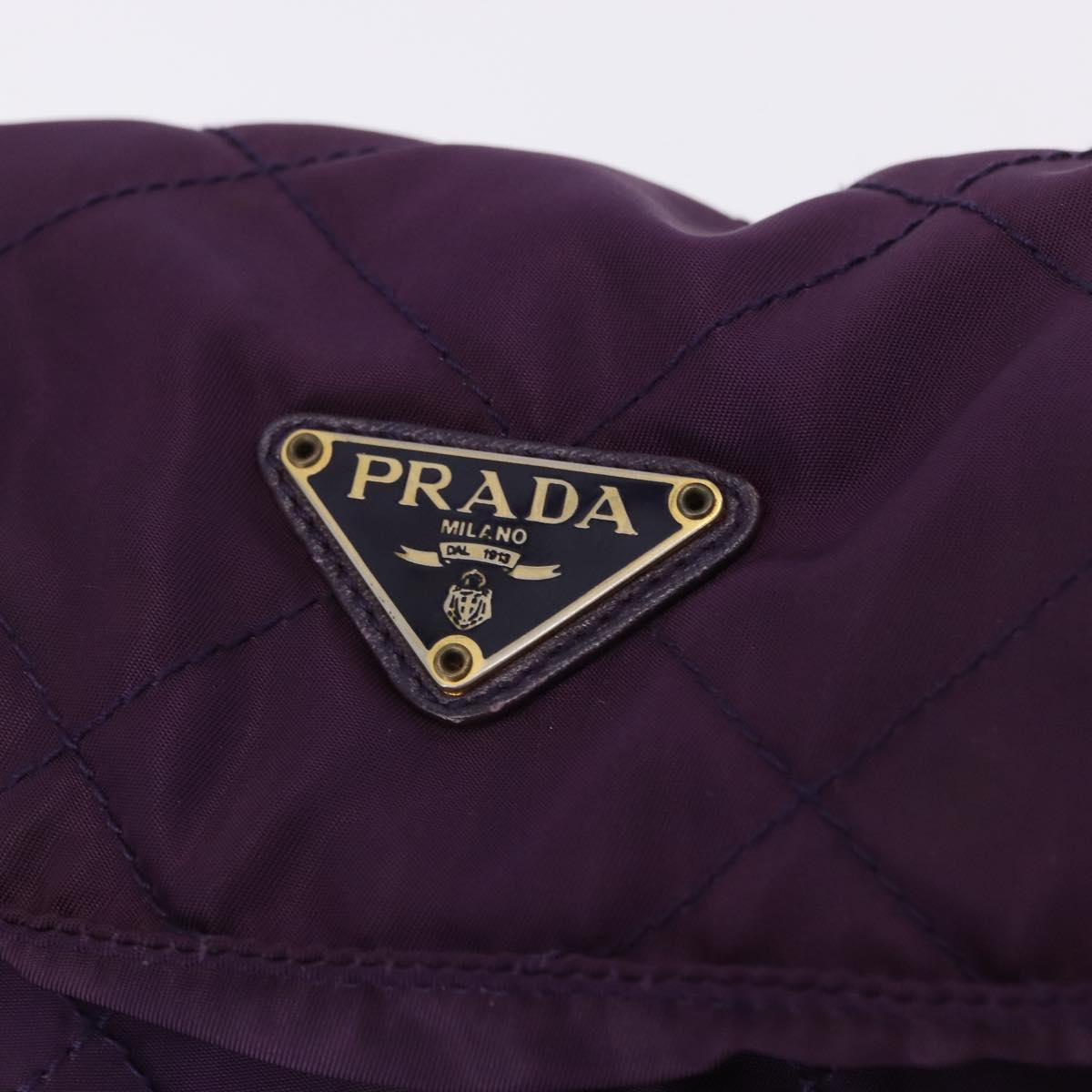 PRADA Chain Shoulder Bag Nylon Purple Gold Auth 200535