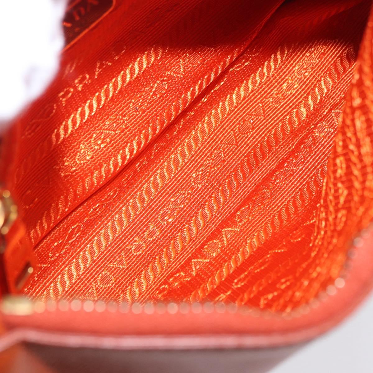 PRADA Accessory Pouch Saffiano leather Orange Gold Auth 200537V