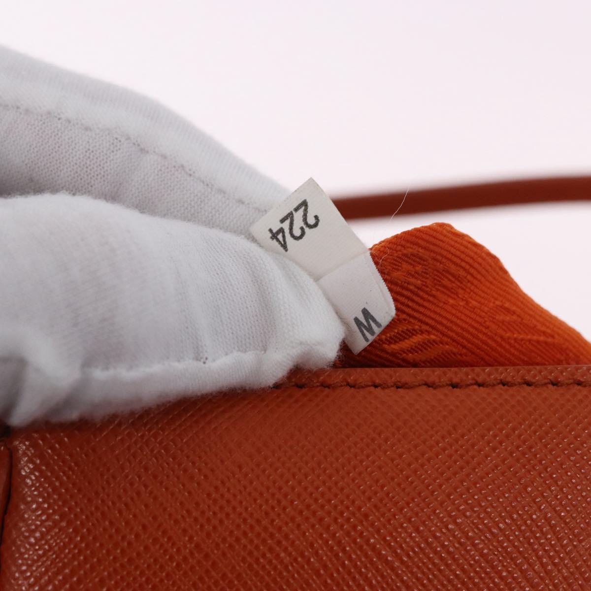 PRADA Accessory Pouch Saffiano leather Orange Gold Auth 200537V