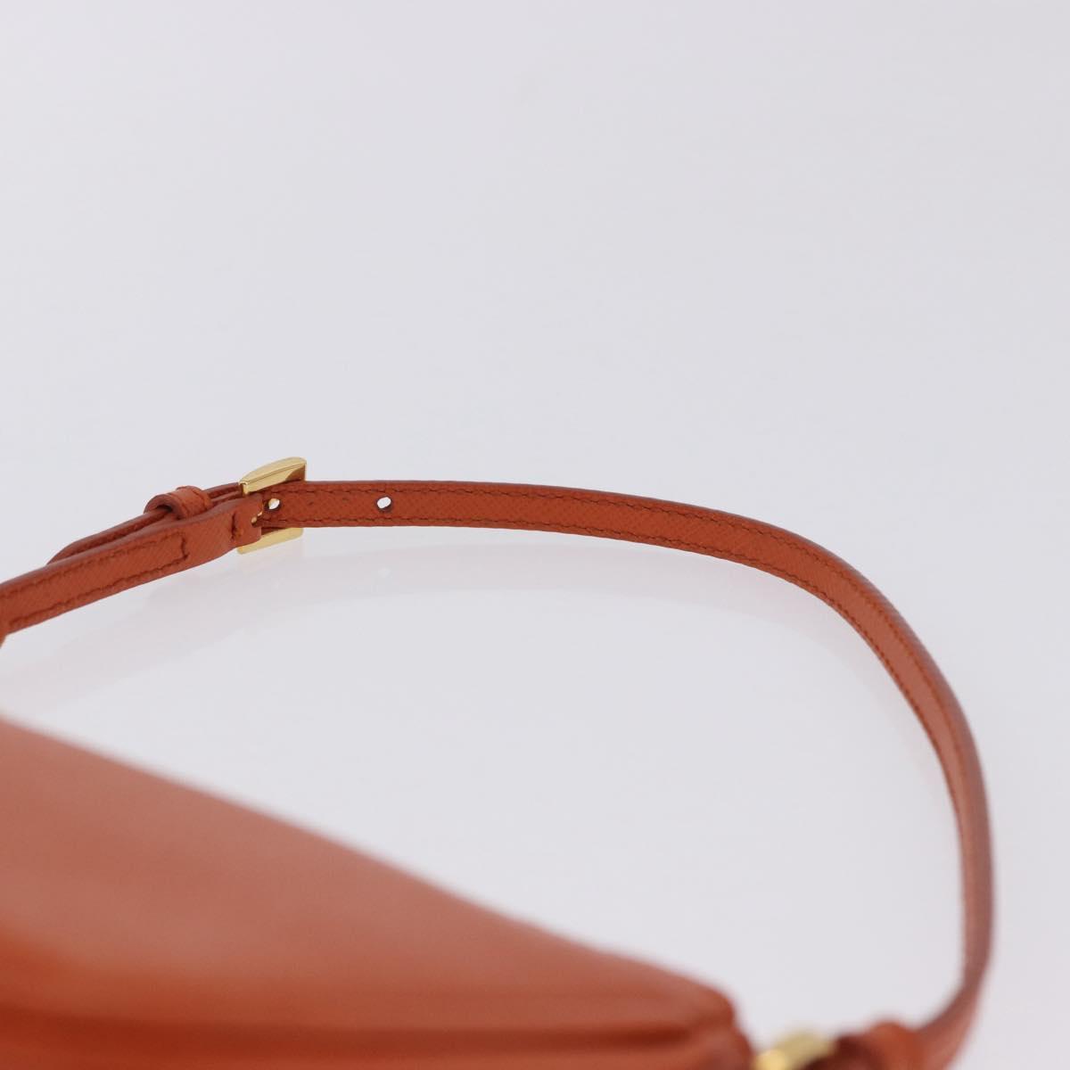 PRADA Accessory Pouch Saffiano leather Orange Gold Auth 200537V