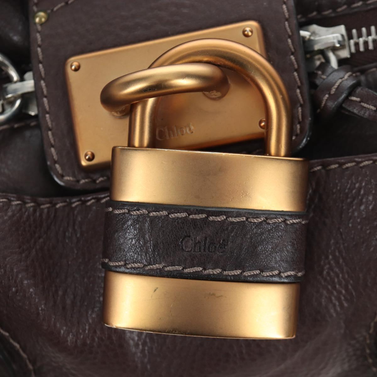 Chloe Paddington Hand Bag Leather Brown Gold Silver Auth 200539V