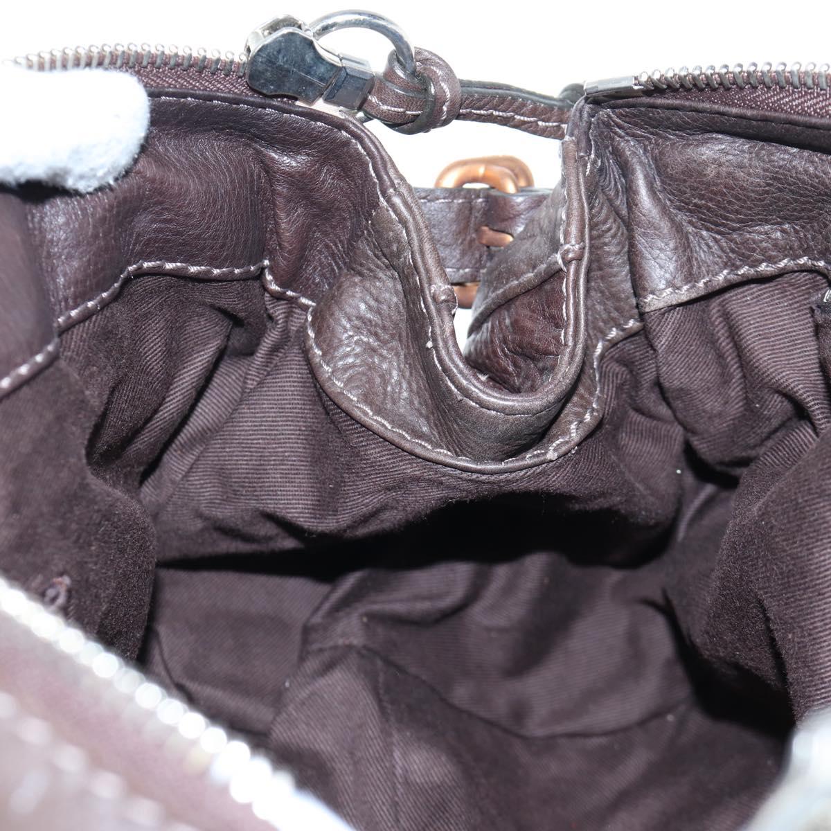 Chloe Paddington Hand Bag Leather Brown Gold Silver Auth 200539V