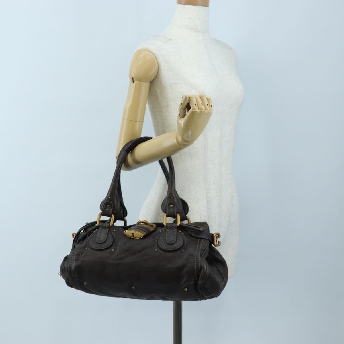 Chloe Paddington Hand Bag Leather Brown Gold Silver Auth 200539V